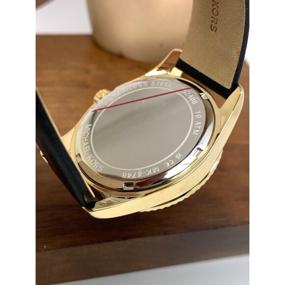 Michael Kors Women\'s Watch MK4748 Lexington Quartz Gold Black Leather Band 38mm main image 12
